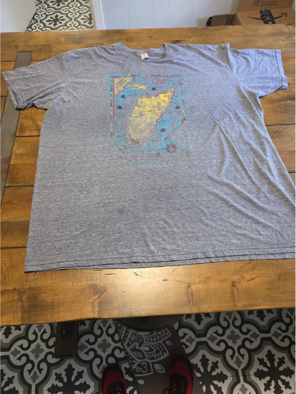 Vintage Optima Cozumel Island Mexico Map Graphic T Shirt 3XL Gray Gorpcore